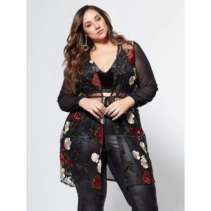 Plus size floral duster